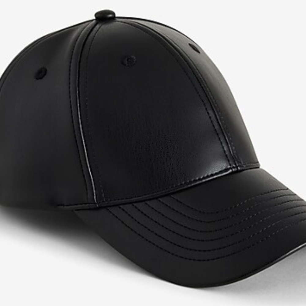 Express Sleek Black Leatherette Hat